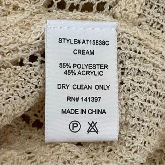 ASTR Faux Wrap V-neck Pointelle Knit Pullover Sweater in Beige Cream SZ XS - Picture 14 of 15